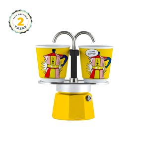 Set Mini Cafetera Mini Express Lichtenstein Art Bialetti Dos Tazas