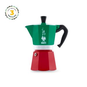 Cafetera Moka Italiana Express TRICOLOR Italia Bialetti 3  Pocillos