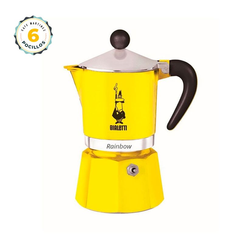 Cafetera-Moka-Italiana-Rainbow-AMARILLA-Bialetti-6-Pocillos