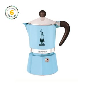 Cafetera Moka Italiana Rainbow CELESTE Bialetti 6 Tazas