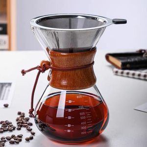 Cafetera de Vidrio Borosilicato Clásica con Filtro de Acero Inoxidable tipo Chemex 800 ml