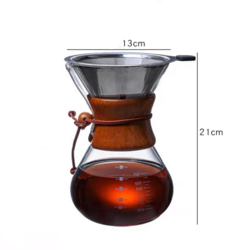 Cafetera Chemex De Vidrio Borosilicato 800ml C/filtro Acero