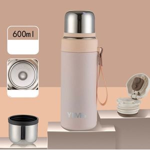 Termo con Taza de Acero Inoxidable Rosa 600 ml