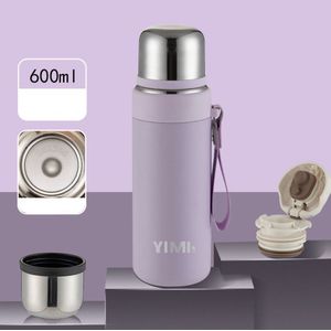 Termo con Taza de Acero Inoxidable Violeta 600 ml