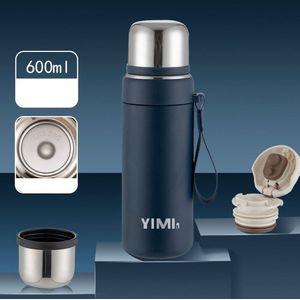 Termo con Taza de Acero Inoxidable Azul oscuro 600 ml