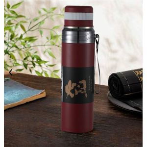 Termo con Taza de Acero Inoxidable Bordo 1000 ml