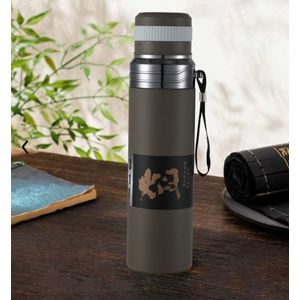 Termo con Taza de Acero Inoxidable Marron 1000 ml